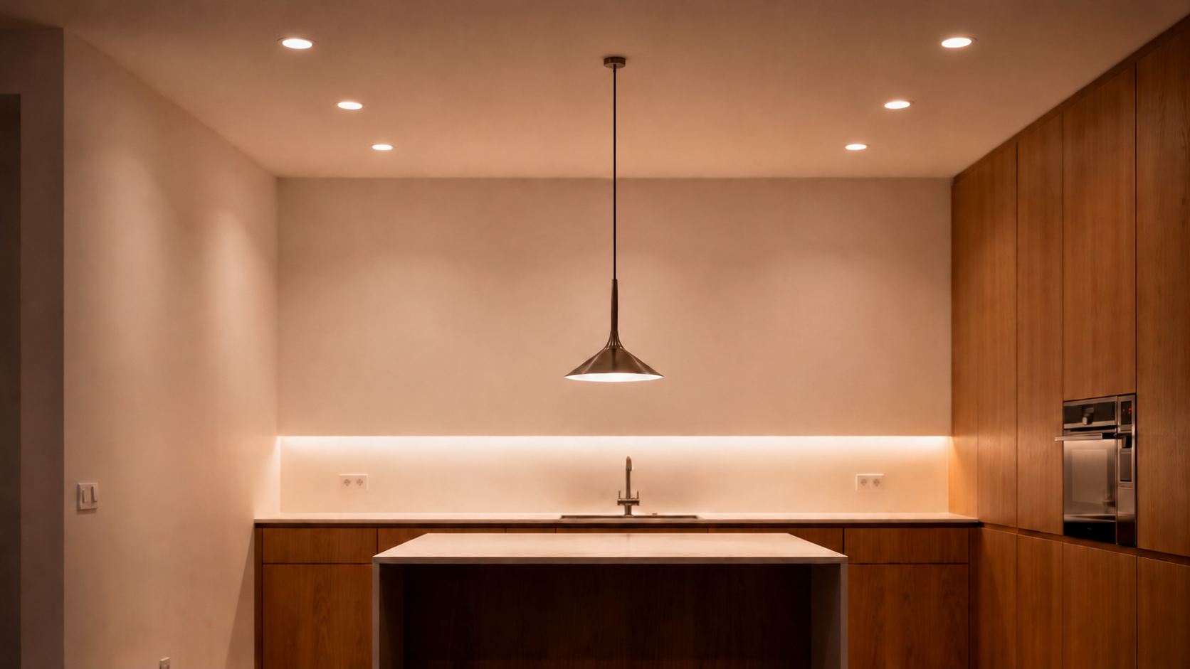 Architectural lighting installation in a modern kitchen